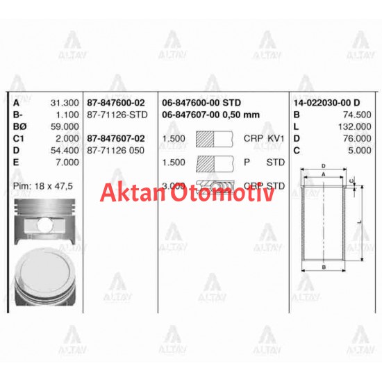 PİSTON SEGMANLI ACCENT 95-00 1.3 STD