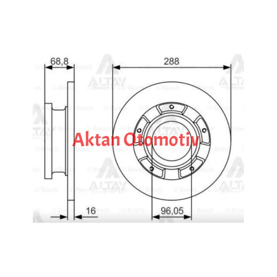FREN DİSKİ CUSTOM 12= / V362 ABSLİ TEK TEKER ARKA DÜZ 288-5