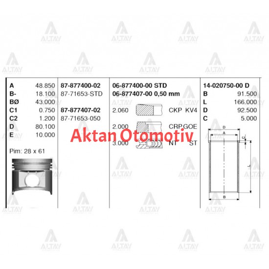 PİSTON SEGMANLI PICKUP 03= YD25 050