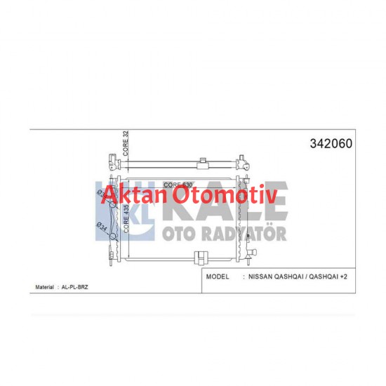 RADYATÖR SU QASHQAI 07-13 2.0 DİZEL (AT/M-T) BRAZING