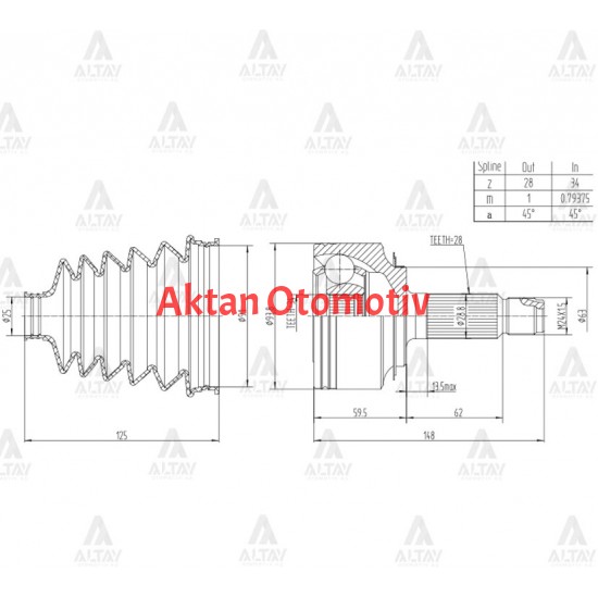AKS KAFASI DIŞ ACCORD 03-08 2.2 DİZEL 28X34X63