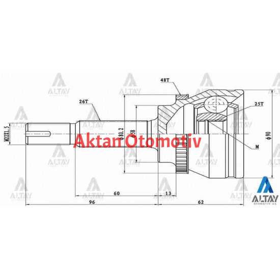 AKS KAFASI DIŞ COROLLA 03-06 1.4 DİZEL / AVENSIS 03= 1.6 BENZİNLİ / ABSLİ 26X58X25