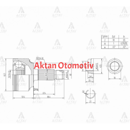 AKS KAFASI DIŞ CRV 06= / BENZİNLİ 30X32X68