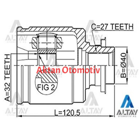 AKS KAFASI İÇ ACCORD 03-08 SAĞ 32X40X27