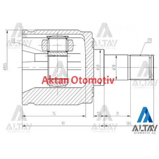 AKS KAFASI İÇ CIVIC ACCORD 03-08 / ACCORD 08-15 2.4 / CIVIC 91-95 HB / CIVIC 01-05 HB / CIVIC 06= HB / CRV 01-07 / FRV 05= ÖN SAĞ 27X40X32X130.4mm AKS KAFASI İÇ CIVIC ACCORD 03-08 / ACCORD 08-15 2.4 / CIVIC 91-95 HB / CIVIC 01-05 HB / CIVIC 06= HB / CRV 01-07 / FRV 05= ÖN SAĞ 27X40X32X130.4mm