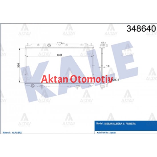 RADYATÖR SU PRIMERA 02-08 / ALMERA 00-06 M-T BRAZING