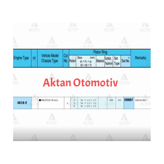 SEGMAN LANCER 03-08 1.6 / PROTON / 76.00mm / 4G18 / STD TAKIM