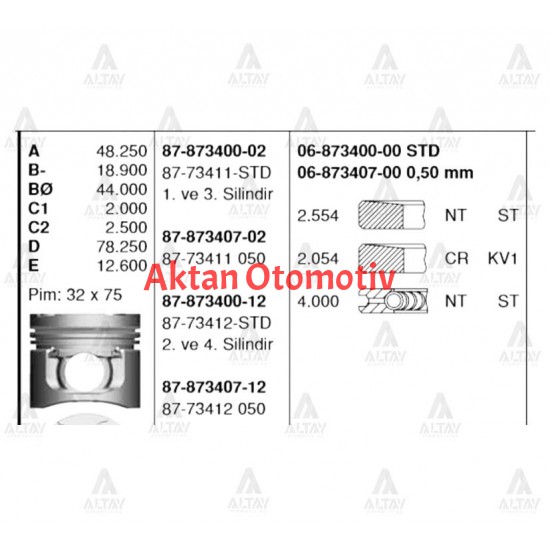 PİSTON SEGMANLI L-200 06-10 16VTDI 1-3 050