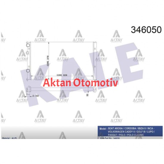 RADYATÖR SU POLO 97-01 AEE-AHW 1.4-1.6 KLİMALI BRAZING