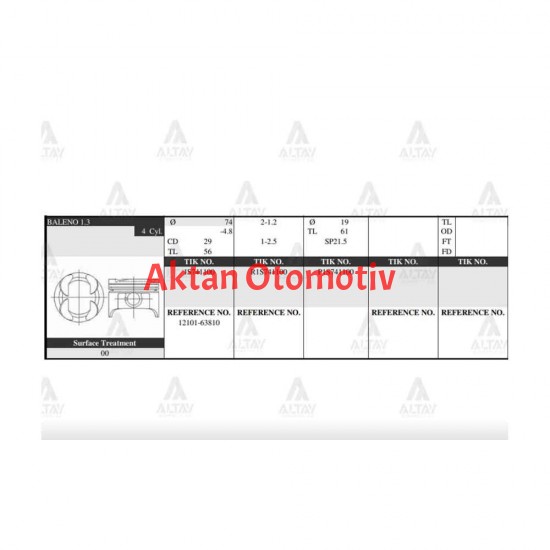 PİSTON TAKIM CARRY 1.3L /  98-04 / G13B / 74.50mm / 0.50