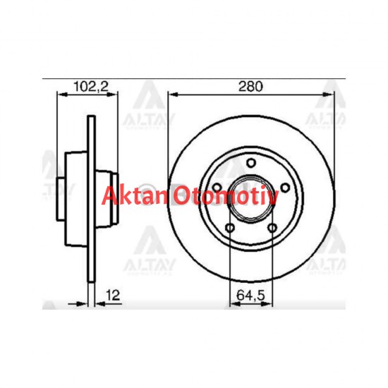 FREN DİSKİ TRAFIC II 01-14 / VIVARO A 01-14 / ABSLİ PORYALI RULMANSIZ ARKA DÜZ 280-5