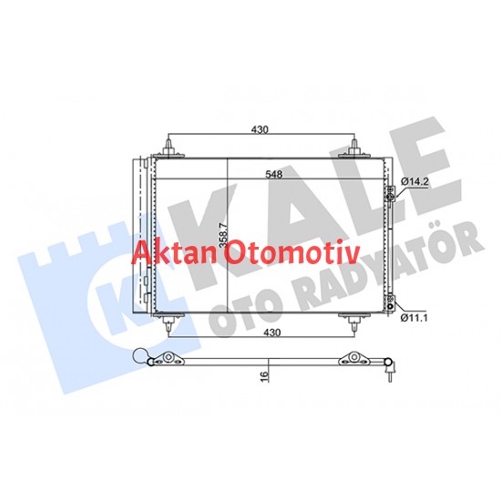 RADYATÖR KLİMA  307 / 308 / 3008 / 5008 / PARTNER TEPEE / RCZ / C4 / C4 PICASSO / BERLINGO 1.4-1.6 16V 1.6HDI 04=  DS 5 EP6CDT (AT/MT) KURUTUCU İLE  BRAZING (525X361X16)