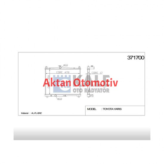 RADYATÖR SU YARIS 99-06 1.0 BENZİNLİ A-T BRAZING