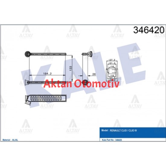 RADYATÖR KALORİFER CLIO IV 12= / SYMBOL III 12= / SANDERO II 13= / CAPTUR 13= / BRAZING