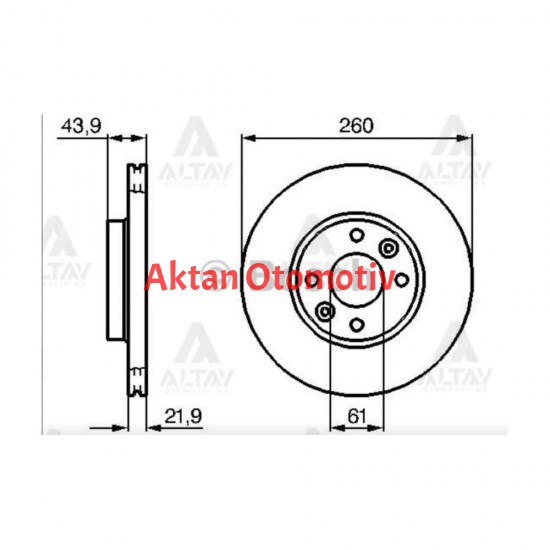 FREN DİSKİ CLIO III 05-12 / LOGAN I 04= / MEGANE II 03-08 / MICRA III 03-10 / ÖN HAVALI 260-4