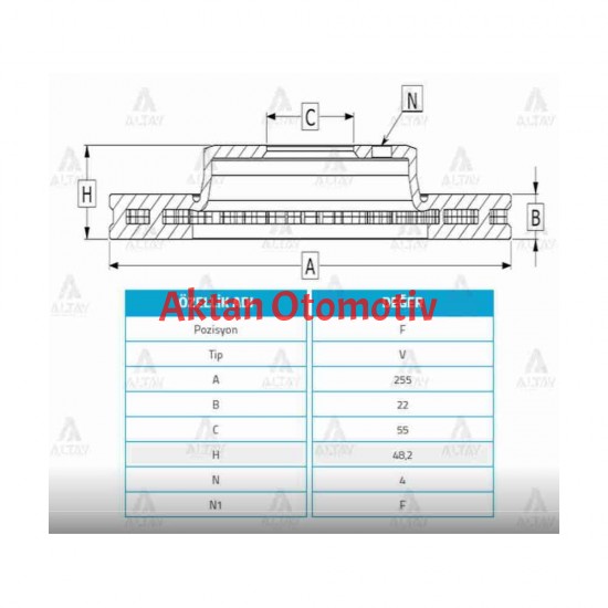 FREN DİSKİ COROLLA  93-02 / ENJEKSİYONLU ÖN HAVALI 255-4