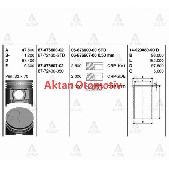 PİSTON SEGMANLI B-2500 ÇELİK STD
