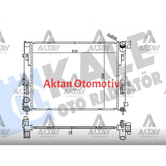 RADYATÖR SU CLIO V 1.0 19= / MICRA V 1.5DCI 16= 12 MM M-T BRAZING