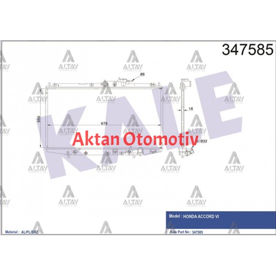 RADYATÖR SU ACCORD 98-02 A-T BRAZING