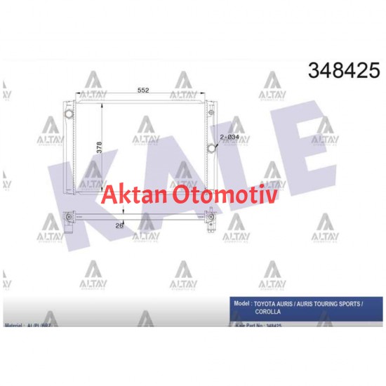 RADYATÖR SU COROLLA 06-19 / AURIS 07-19 DİZEL (AT/M-T) BRAZING