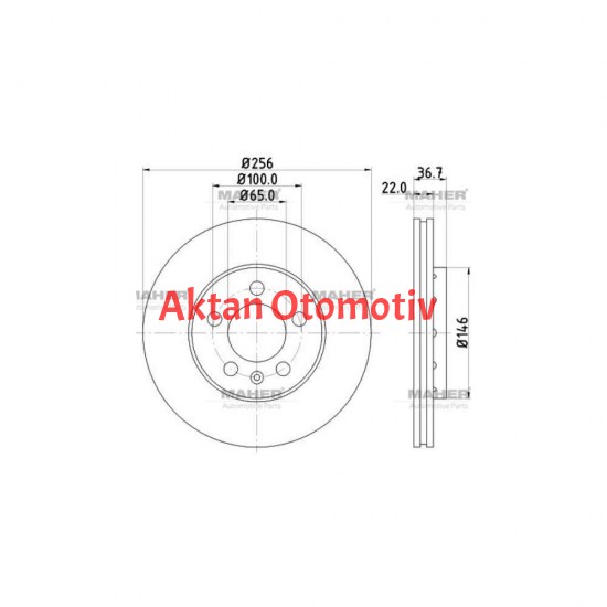 FREN DİSKİ GOLF4  98-04 / A3 / TOLEDO / POLO / OCTAVİA / FABIA ÖN 256mm
