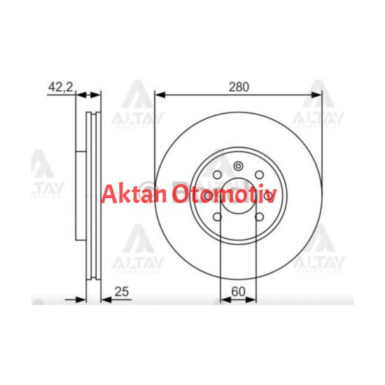 FREN DİSKİ ASTRA H 04-09 / COMBO C 01-12 / MERIVA A 03-10 / ÖN HAVALI 280-4