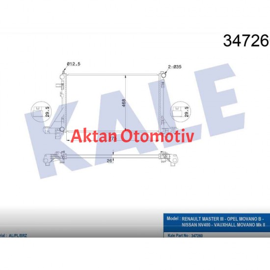 RADYATÖR SU MASTER III 10= / 2.3 DCI M-T ÇİFT TEKER KLİMALI MEKANİK