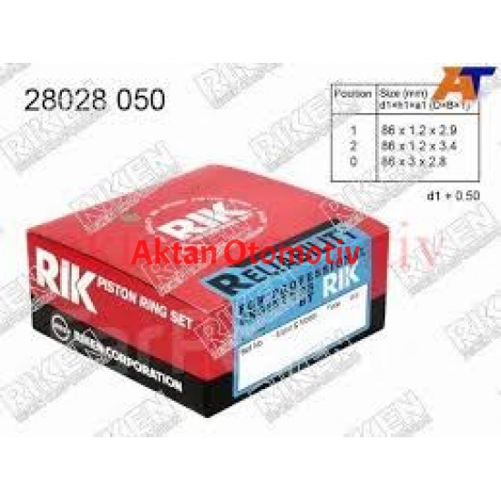 SEGMAN AVENSIS  98-00 2.0 / CARINA  97= /   86.50mm / 3SFE / 0.50 TAKIM