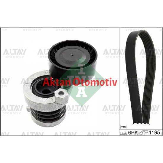 VANTİLATÖR GERGİ SETİ MEGANE / CLIO / KANGOO / FLUENCE / CAPTUR / KADJAR / QASHQAI / MERCEDES C180 / 08= / 6PK1195 KAYIŞLI