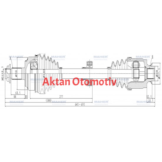AKS KOMPLE ÖN ACCORD 08-15 / SAĞ BENZİNLİ A-T 2.0 645mm