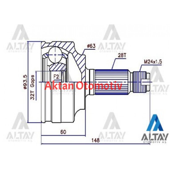 AKS KAFASI DIŞ ACCORD 03-08 BENZİNLİ 28X32X63