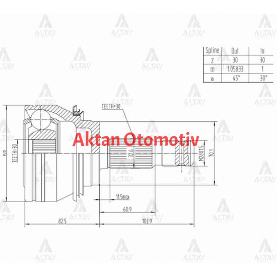 AKS KAFASI DIŞ HILUX VIGO 06= / 4x4 3.0 D4D 30X30X70
