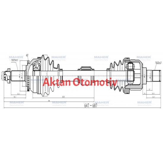 AKS KOMPLE ÖN ACCENT 11= BLUE / DİZEL SOL M-T 1.6 ABSLİ 48 DİŞ 647mm