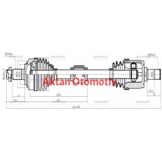 AKS KOMPLE ÖN CITY 09-12 / SOL BENZİNLİ A-T 1.4 641mm