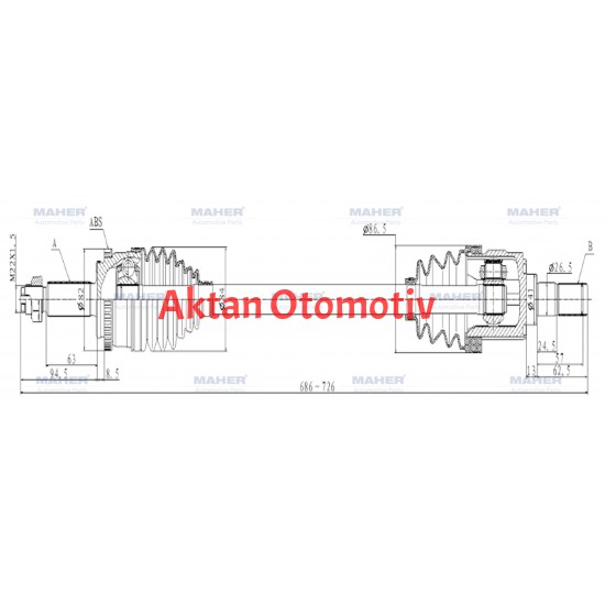 AKS KOMPLE ÖN ELANTRA 11-16 / BENZİNLİ SOL M-T 1.6 ABSLİ 46 DİŞ 686mm