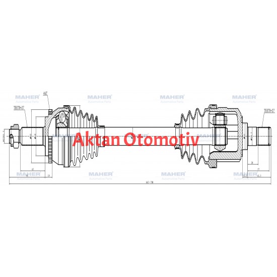 AKS KOMPLE ÖN I-30 07-11 / DİZEL M-T SOL ABSLİ 46 DİŞ 663mm