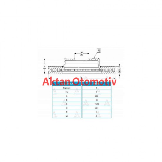 FREN DİSKİ CRV  97-01 / ACCORD 97-03 / INTEGRA 91-92 / PRELUDE 97-02 / ÖN HAVALI 282-5