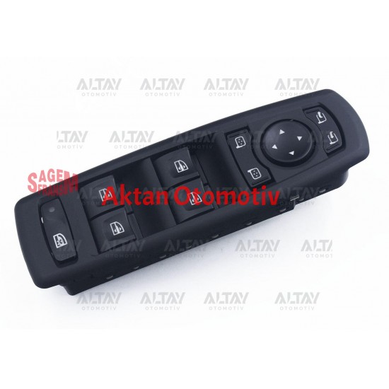 DÜĞME CAM AÇMA FLUENCE / MEGANE III / LAGUNA III (DÖRTLÜ) AYNA AYAR DÜĞMELİ ÇERÇEVELİ 19 PİN SOL