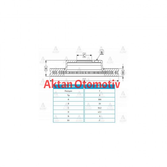 FREN DİSKİ ACCORD 03-08 / CIVIC 02-07 TYPE-R / ÖN HAVALI 300-5