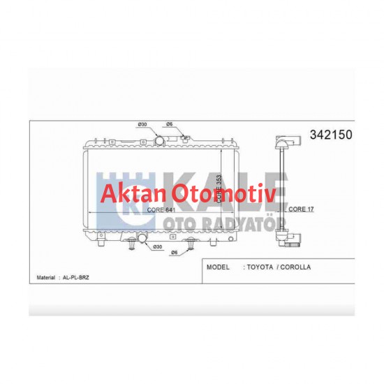 RADYATÖR SU COROLLA  93-00 AE-101/111 A-T BRAZING