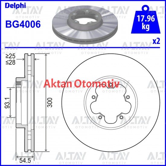 FREN DİSKİ TRANSIT 06-14 / V347 200PS ARKADAN İTİŞLİ ÖN HAVALI 300-5 (SET)