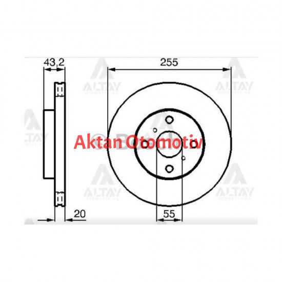 FREN DİSKİ YARIS 02-10 / 1.3-1.4 D-4D ÖN HAVALI 255-4