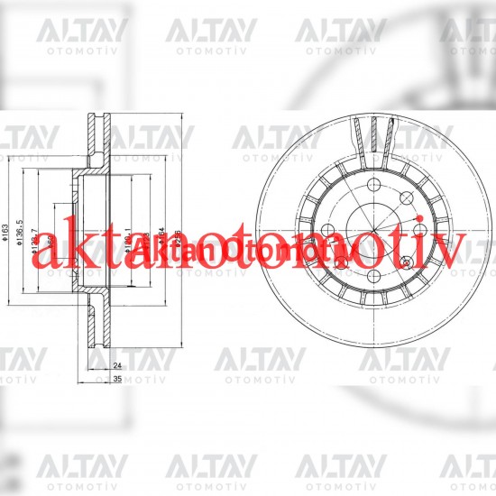 FREN DİSKİ VECTRA A    88-95 / VECTRA B 96-03 / ASTRA F 91-98 / CORSA C 00-06 / ÖN HAVALI 256-4(SET)