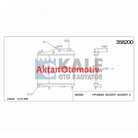 RADYATÖR SU ACCENT 03-06 1.5 DİZEL 3CYL M-T BRAZING