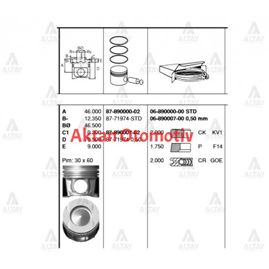 PİSTON SEGMANLI TRAFIC III 1.6DCI STD 80mm