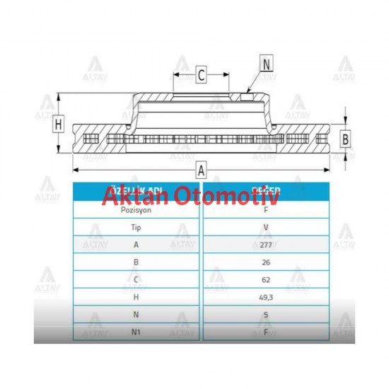 FREN DİSKİ COROLLA 13-18 / AURIS 13-18 / ÖN HAVALI 277-5 (SET)