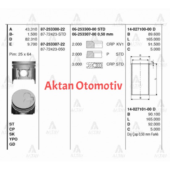 PİSTON SEGMANLI E-2200 99= STD
