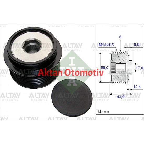 GERGİ RULMANI (ALTERNATÖR) COROLLA 07= 1.6 BENZ / AURIS 07= 1.6 BENZ / AVENSIS 08= 1.8 / 2.0 / RA