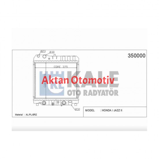 RADYATÖR SU JAZZ 02-08 (KÜÇÜK TİP) 26mm M-T BRAZING