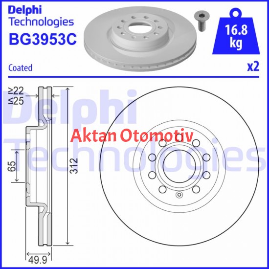 FREN DİSKİ CADDY / PASSAT / JETTA / GOLF / OCTAVIA 04= / ÖN 312mm (SET)